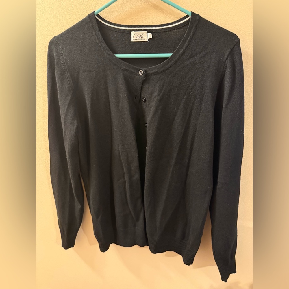 Cielo Black Button-Up Cardigan size L